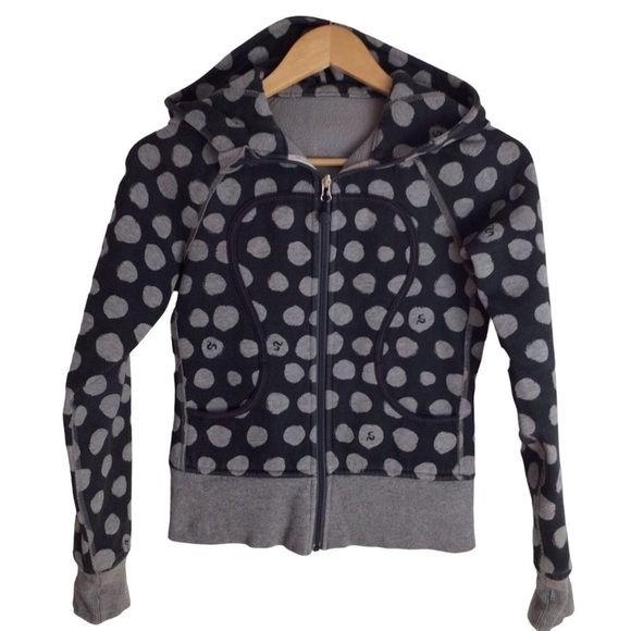 Lululemon 𝅺SCUBA jacket size 4 hoodie zip-up dots polka charcoal grey - Picture 2 of 9